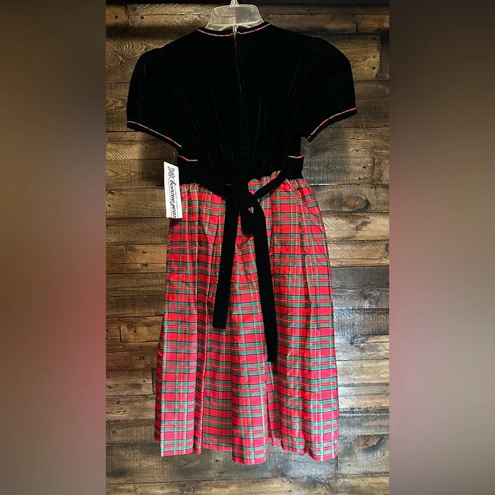 Bonnie Jean Black and Red Plaid Formal Dress